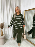 Loose Striped Knitted Top and Trouser Co-ord Set