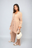 Oversized Collared Button Down Long Sleeve Top and Trouser Co-ord Set