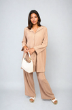 Oversized Collared Button Down Long Sleeve Top and Trouser Co-ord Set