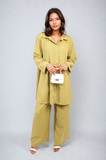 Oversized Collared Button Down Long Sleeve Top and Trouser Co-ord Set