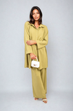 Oversized Collared Button Down Long Sleeve Top and Trouser Co-ord Set