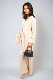 Oversized Collared Button Down Long Sleeve Top and Trouser Co-ord Set