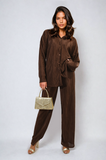 Plisse Button Front Oversized Shirt and Trouser Co-ord Set