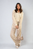 Plisse Button Front Oversized Shirt and Trouser Co-ord Set