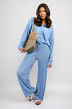 Plisse Button Front Oversized Shirt and Trouser Co-ord Set