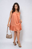 Backless Tie-up Spaghetti Strap Frill Hem Mini Dress