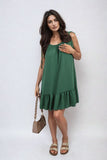 Backless Tie-up Spaghetti Strap Frill Hem Mini Dress