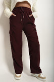 Wide Leg Drawstring Waist Flap Pocket Trouser