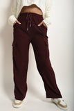 Wide Leg Drawstring Waist Flap Pocket Trouser