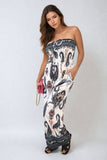 Shirred Strapless Printed Jumpsuit