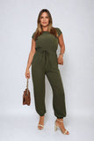 Short Sleeve Cinched Waist Jumpsuit