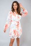 Floral Tie Front Tiered Mini Dress