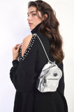 Leather Mini Backpack with Chain Strap