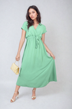 Wrap Tie Waist Short Sleeve Midi Dress