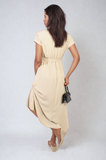 Wrap Tie Waist Short Sleeve Midi Dress