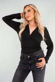 V-Neck Fitted Long Sleeve Bodysuit