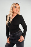 V-Neck Fitted Long Sleeve Bodysuit