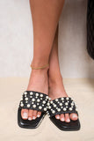 Pearl Embellished Open-Toe Flat Sandals
