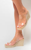 Clear Twin Strap Espadrille Wedges