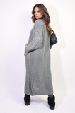 Front Open Long Knitted Cardigan with Front Pockets