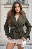 Long Sleeve Button Up Lapel Neck Trench Jacket