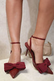 Bow Closed Pointed Toe Ankle Strap Sandal High Heels