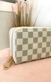 Check Double Style Zip Purse