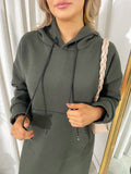 Kangaroo Pocket Long Loose Hoodie