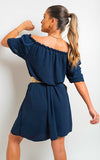 Off Shoulder Belted Mini Dress