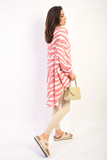 Long Sleeve Zebra Print Oversized Button Down Shirt Dress