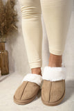 Fuzzy Faux Fur Lined Slip-On Slippers