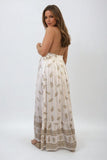 Dazzling Leaf Print Spaghetti Strap Maxi Dress