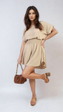 Roll Sleeve Top and Elastic Shirred Waistband and Shorts Co-ord Set