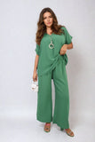 V-Neck Top and Wide Leg Trousers Co-ord Set