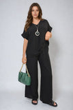 V-Neck Top and Wide Leg Trousers Co-ord Set