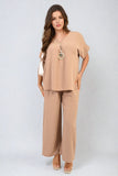 V-Neck Top and Wide Leg Trousers Co-ord Set