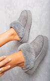 Faux Fur Trim Whisp Chunky Platform Slippers