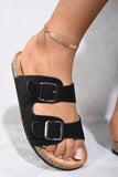 Suede Double Buckle Sandals