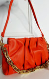 Faux Leather Shoulder Bag with Chain Strap