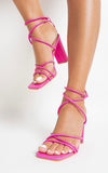 Strappy Square Toe Block Heeled Sandals