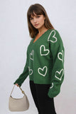 V-neck Stone Long Sleeve Knitted Jumper