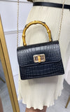 Croc Print  Wooden Handle Bag