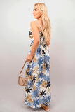 Floral V-Neck Sleeveless Romper Midi Dress