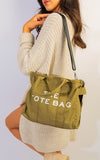 Letter Pattern Canvas Shoulder Shopper Tote Bag