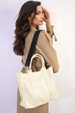 Letter Pattern Canvas Shoulder Shopper Tote Bag