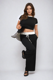 Contrasting Trim Crop Top and Trousers Co-ord Set