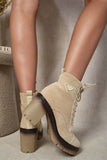 Lace Up Combat Heeled Ankle Boots