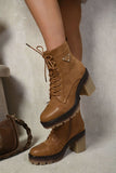 Lace Up Combat Heeled Ankle Boots