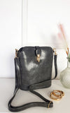 Faux Leather Crossbody Bag with Gold Detail and Adjustable Strap