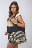 Striped Beach Braided Tote Bag